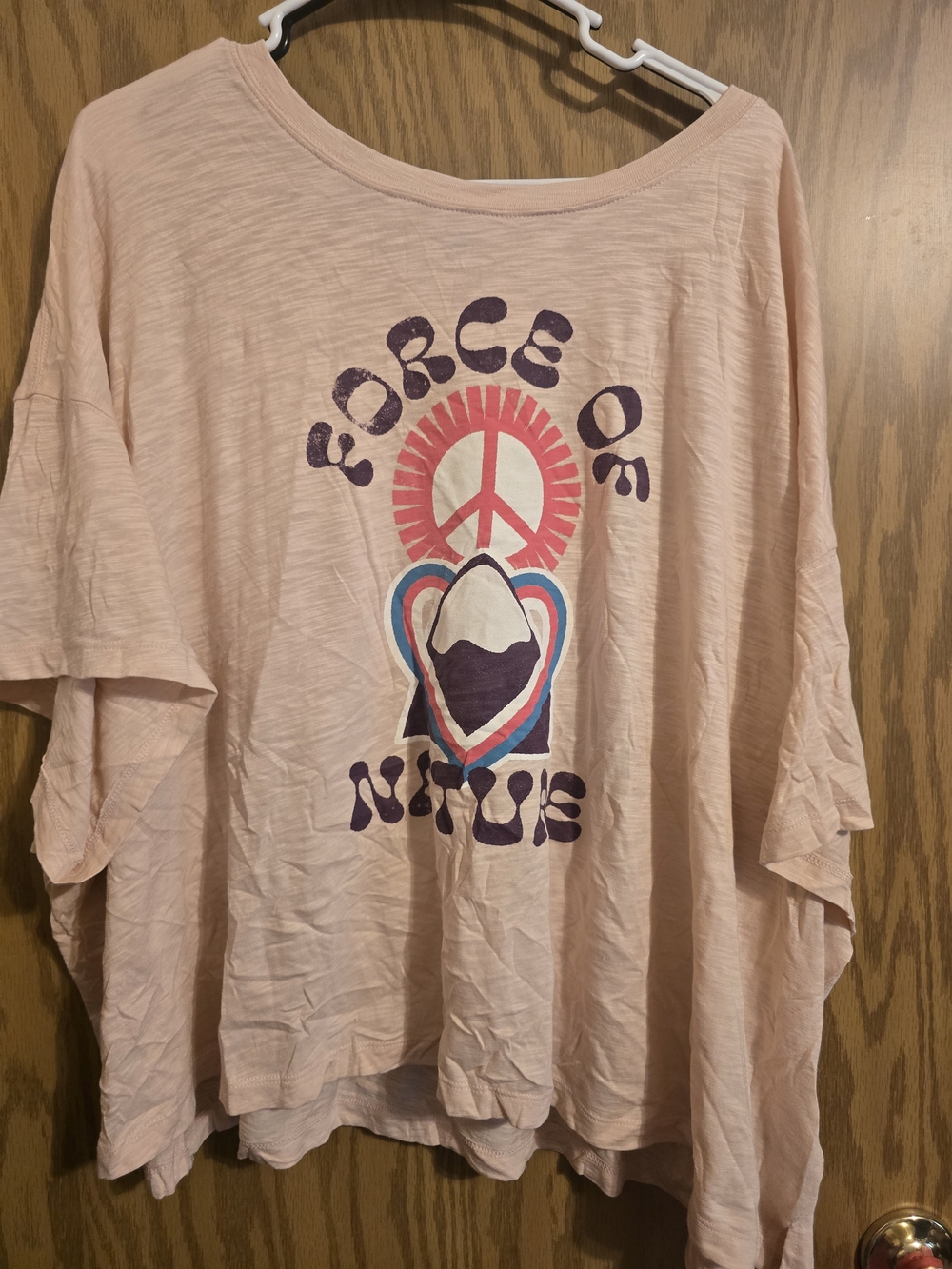 Old Navy Peach Graphic Crop Top with Multicolor Print